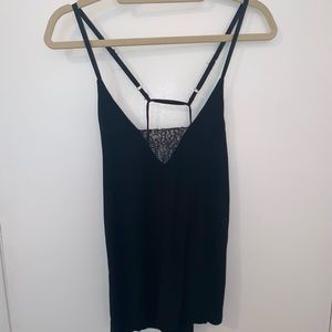 Black lace tank top with scoop back!